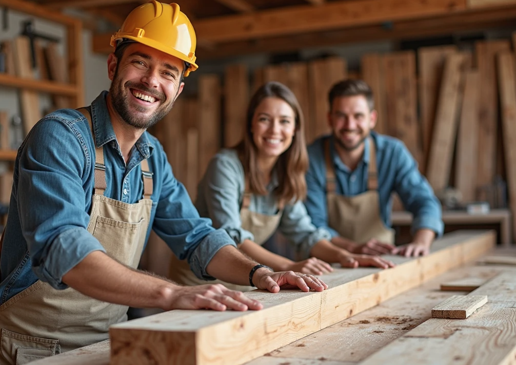 Grupo trabajando con plantas